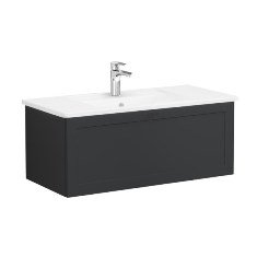 Vitra Root Classic 68817 Lavabo Dolabı, Tek Çekmeceli, 100 Cm, Mat Grafit, Köşeli Lavabolu